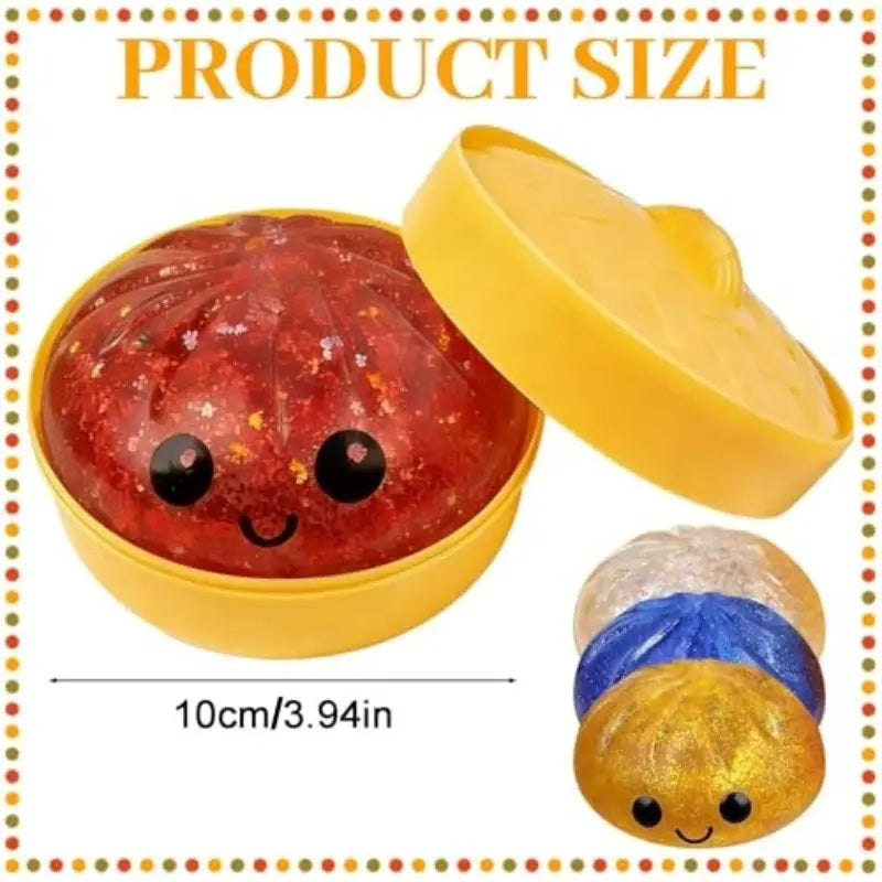 Dumpling Toy, Giant Glitter Dumpling, Easter Basket Stuffers, Colorful Dumplings Stress Balls Fidget Sensory Toy, Squeeze Dough Ball Stress Relief Hand Toys with Food Steamer