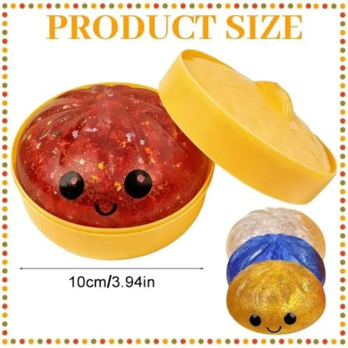 Dumpling Toy, Giant Glitter Dumpling, Easter Basket Stuffers, Colorful Dumplings Stress Balls Fidget Sensory Toy, Squeeze Dough Ball Stress Relief Hand Toys with Food Steamer