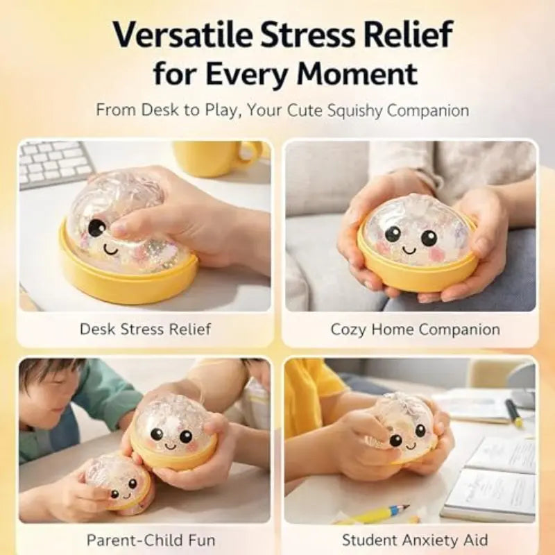Dumpling Toy, Giant Glitter Dumpling, Easter Basket Stuffers, Colorful Dumplings Stress Balls Fidget Sensory Toy, Squeeze Dough Ball Stress Relief Hand Toys with Food Steamer